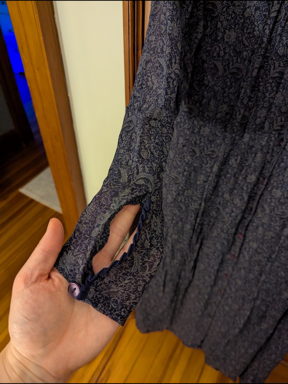 April Cornell Navy Paisley Long-Sleeve Button-Front Maxi Dress - Picture 2 of 5